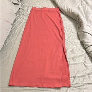 SHEIN Pink Maxi A-Line Skirt with Slit